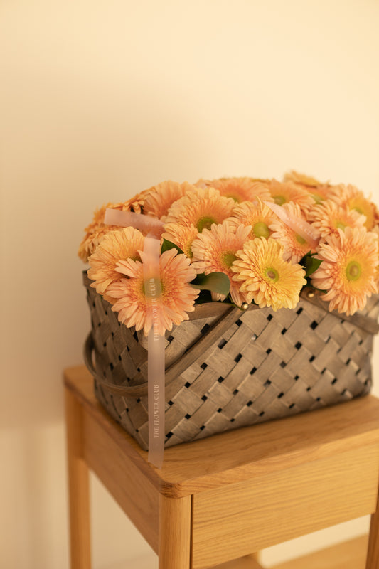 L size basket with gerbera daisies