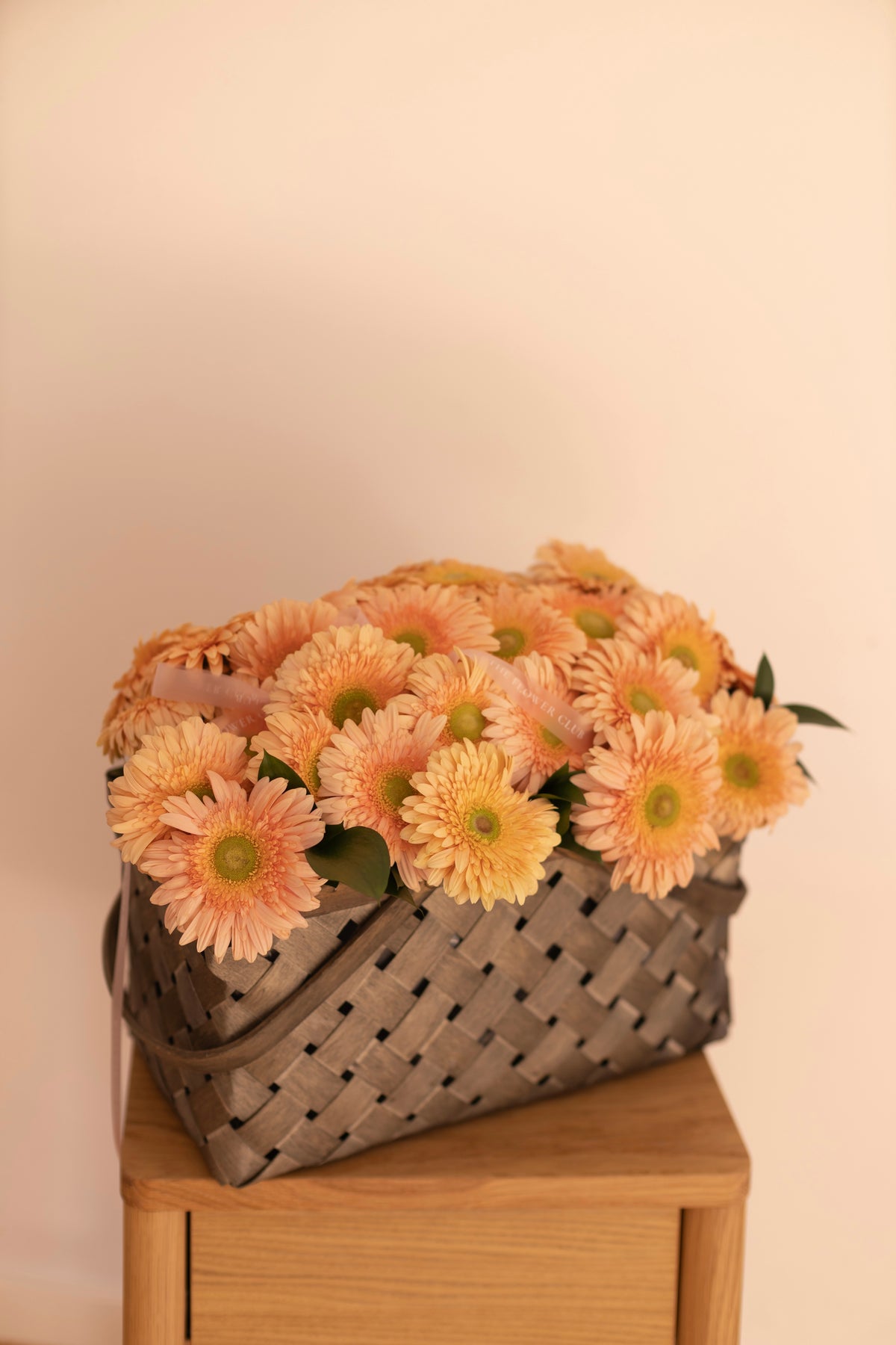 L size basket with gerbera daisies