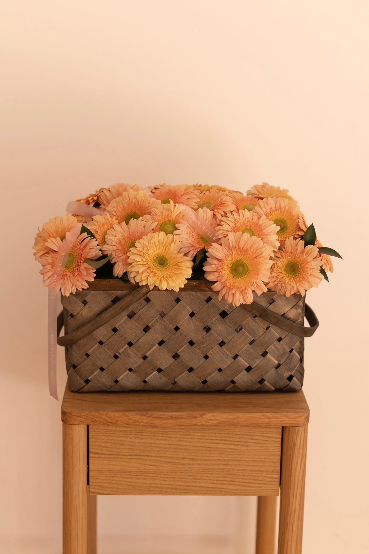 L size basket with gerbera daisies