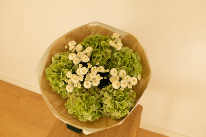 Bouquet with hydrangeas and chrysanthemum