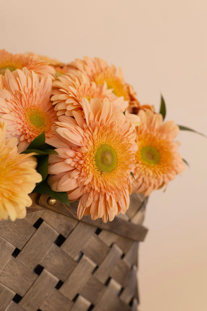 L size basket with gerbera daisies